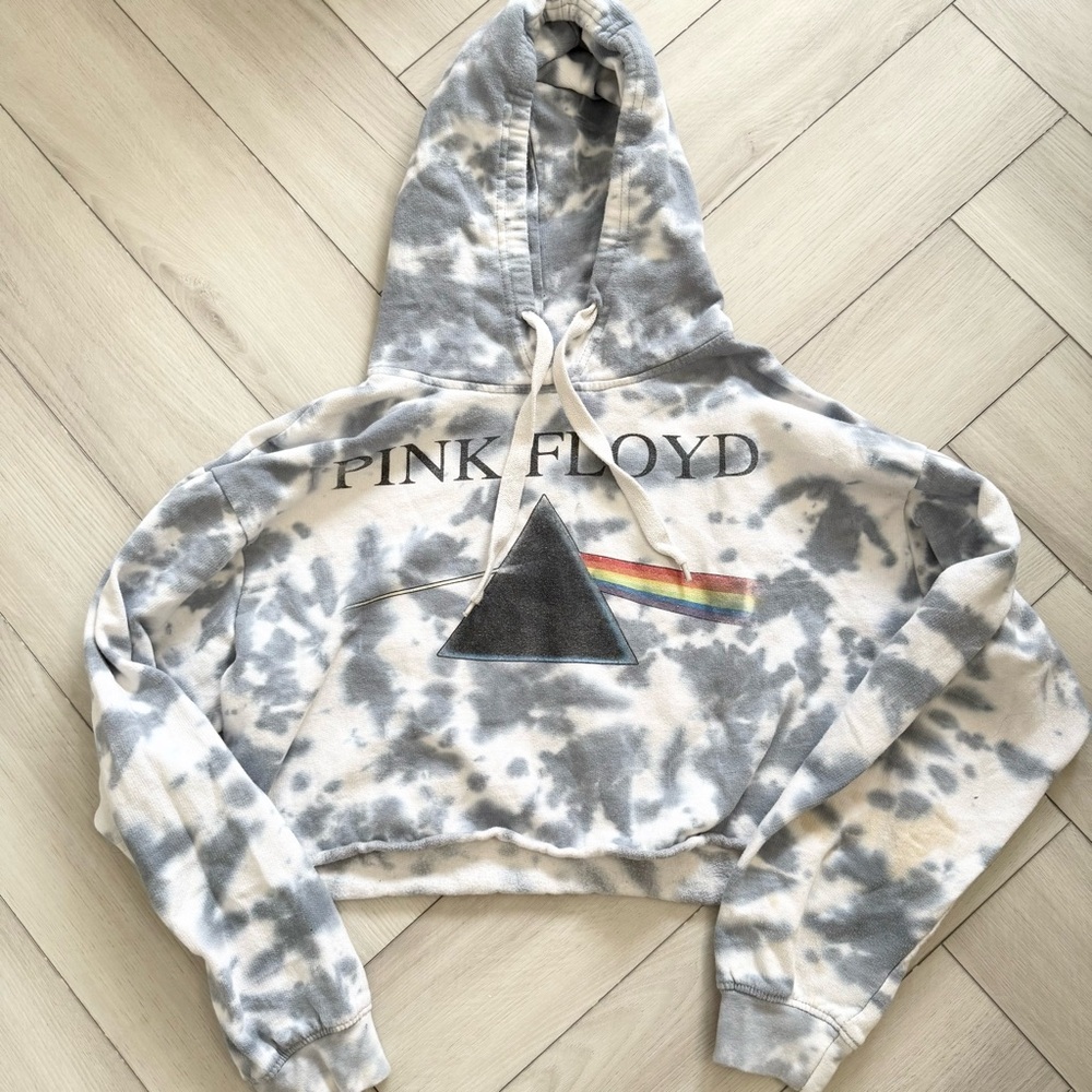🌈 PINK FLOYD TIE DYE CROPPED HOODIE